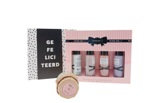Miss so...? Verjaardag Cadeauset met Mini set - Chocoladewens & Kaarsje