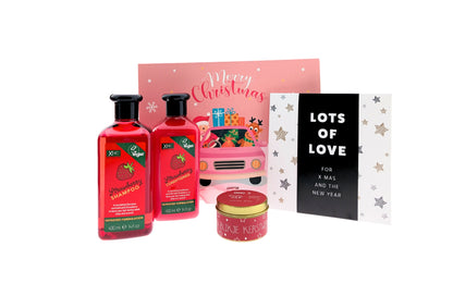 XHC Cadeauset Kerst Strawberry Shampoo & Conditioner - Chocoladewens - Kaars Kerstwensen
