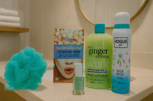 Vogue Verzorging Cadeauset met Masker - Nagellak -Deo - Douche & Puff Spons