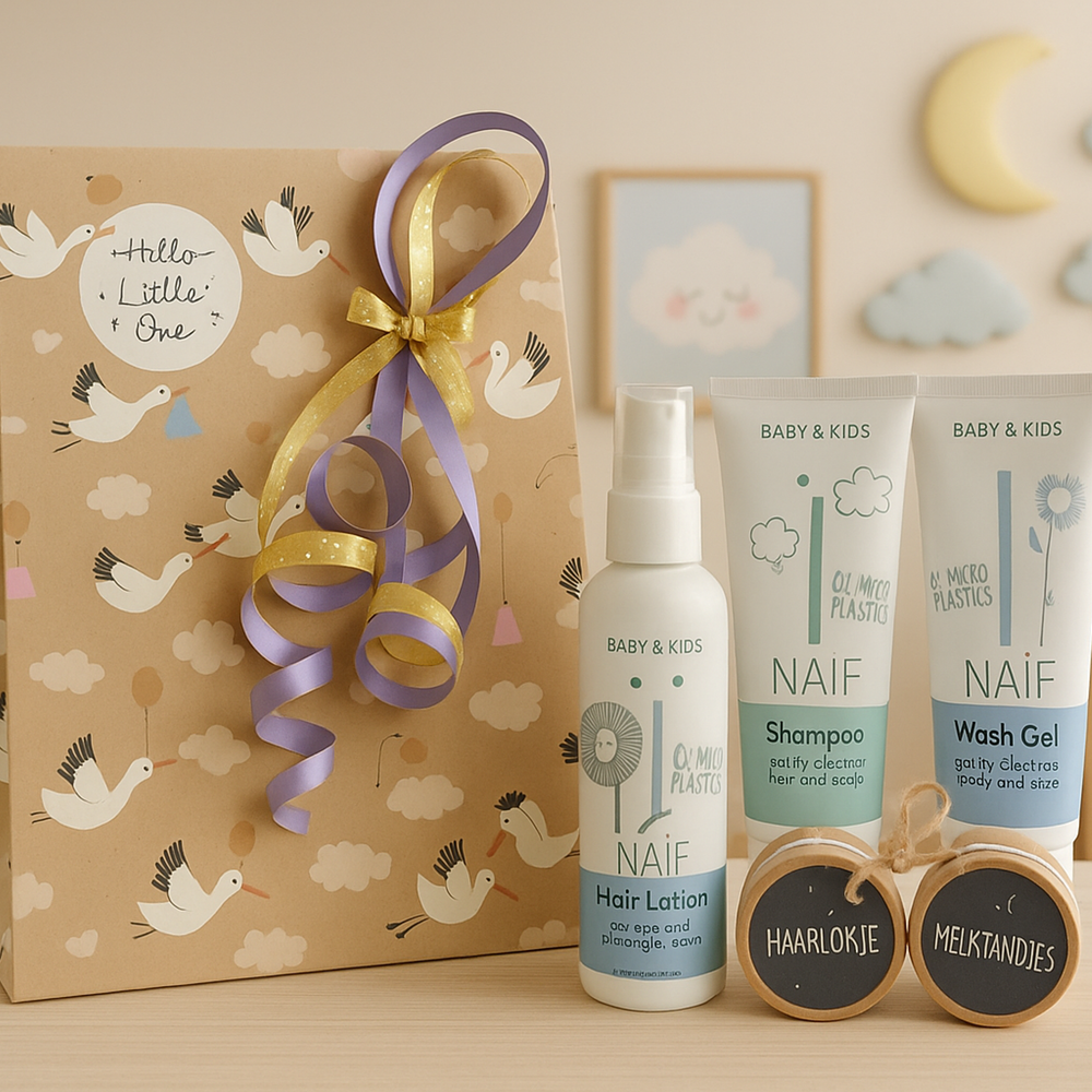 Naif Baby Cadeauset  Haarverzorging & Bewaardoosjes
