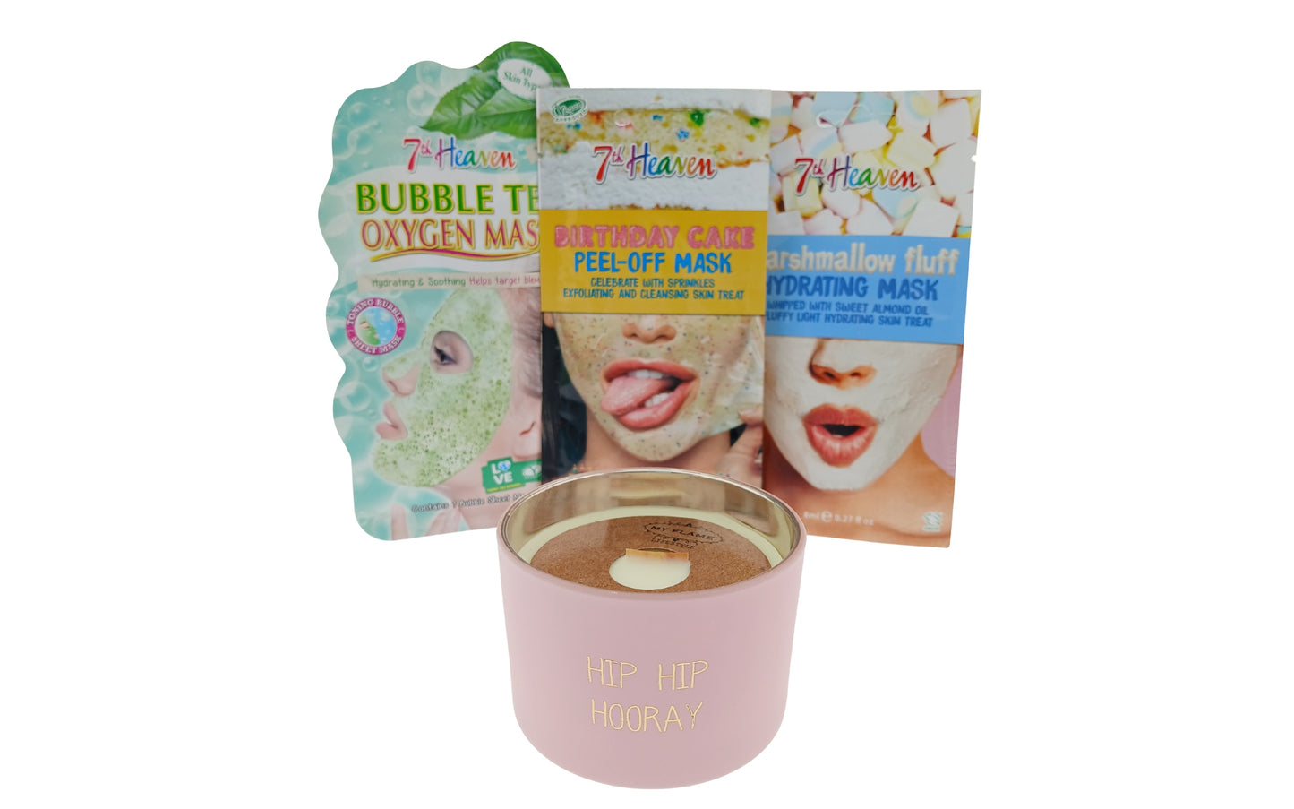 7th Heaven Verjaardag met Maskers & Kaars Cadeauset