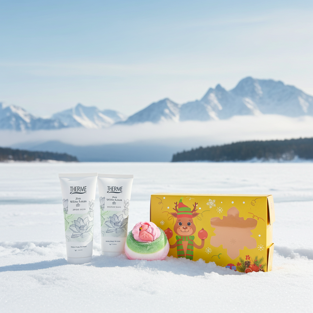 Therme Cadeauset Kerst Zen White Lotus Douche - Handbalm & Bruisbal Flamingo