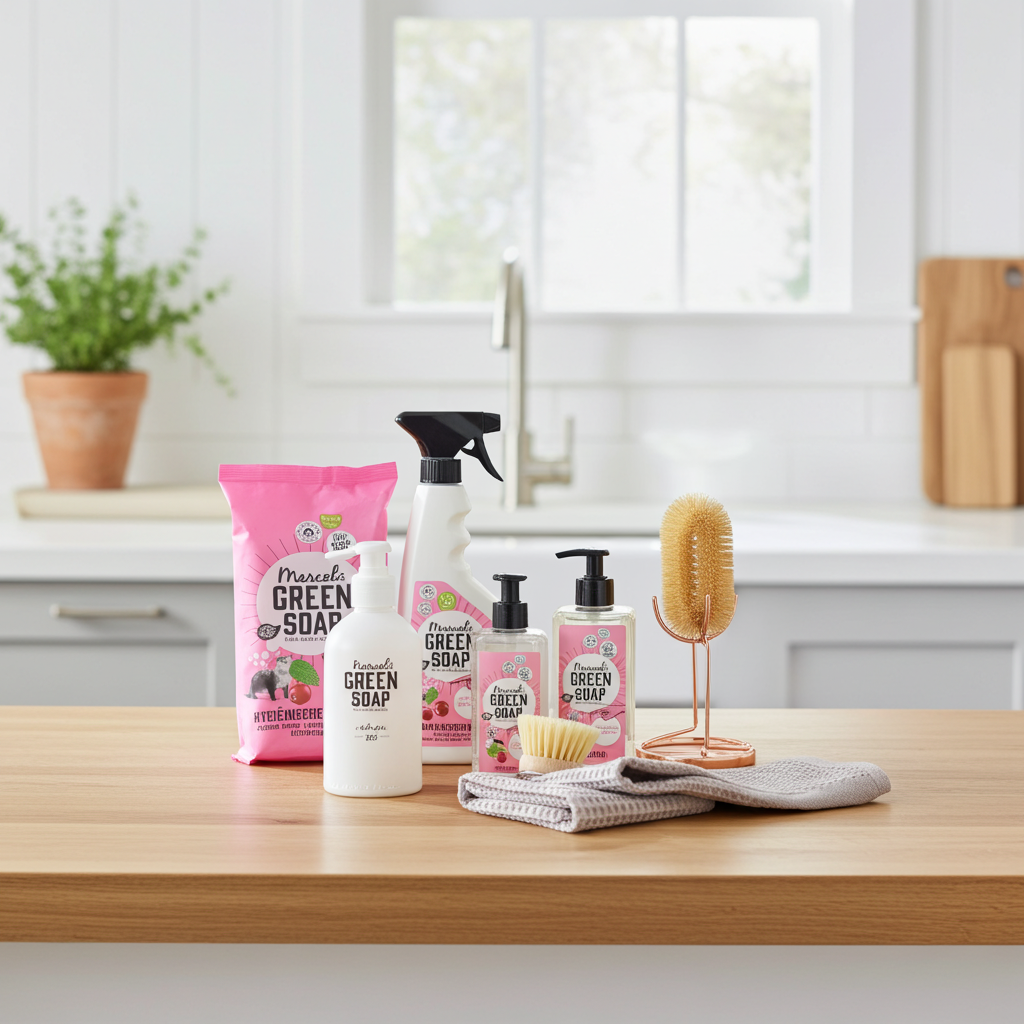 Green Soap Cadeauset New Home Patchouil Cranberry Compleet Afwasborstel Keukenhanddoek