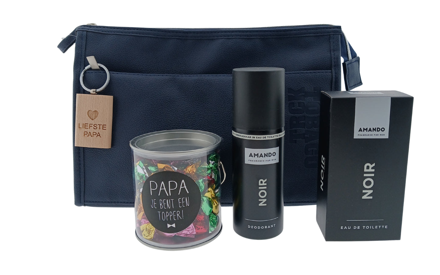 Amando Noir Cadeauset met Toilettas - Sleutelhanger - Snoepblikje
