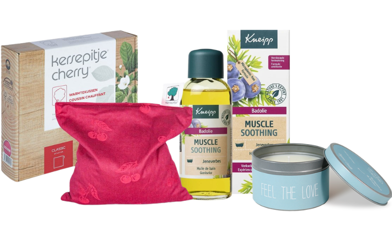 Kneipp Cadeauset Bad, Kaars & Kersepitje Warmtekussen