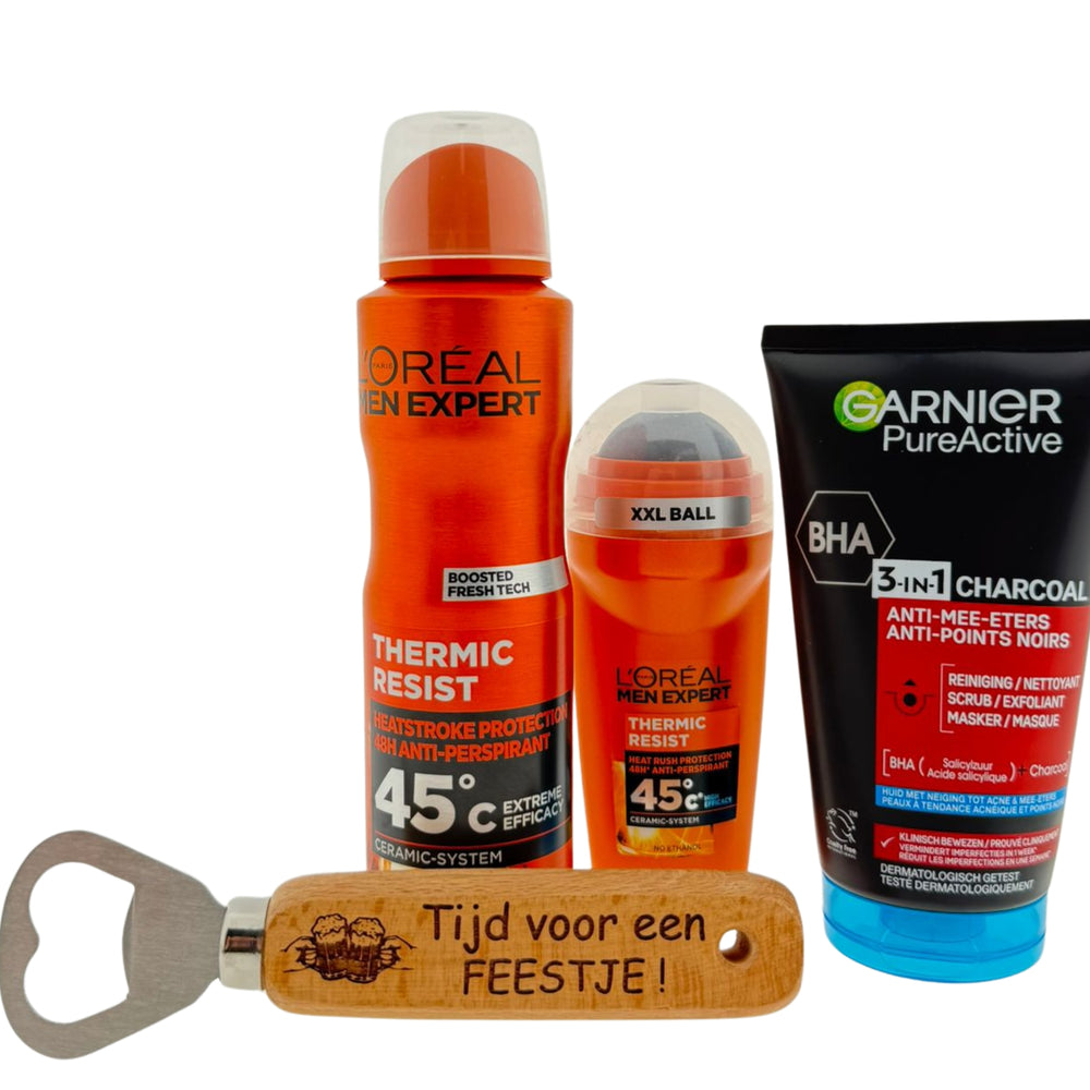 Loreal Men Expert Cadeauset Deo & Gezichtsverzorging met Bieropener Feestje