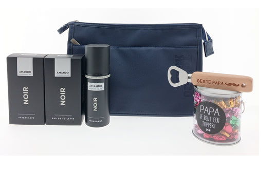 Amando Noir Cadeauset met Toilettas & Bieropener