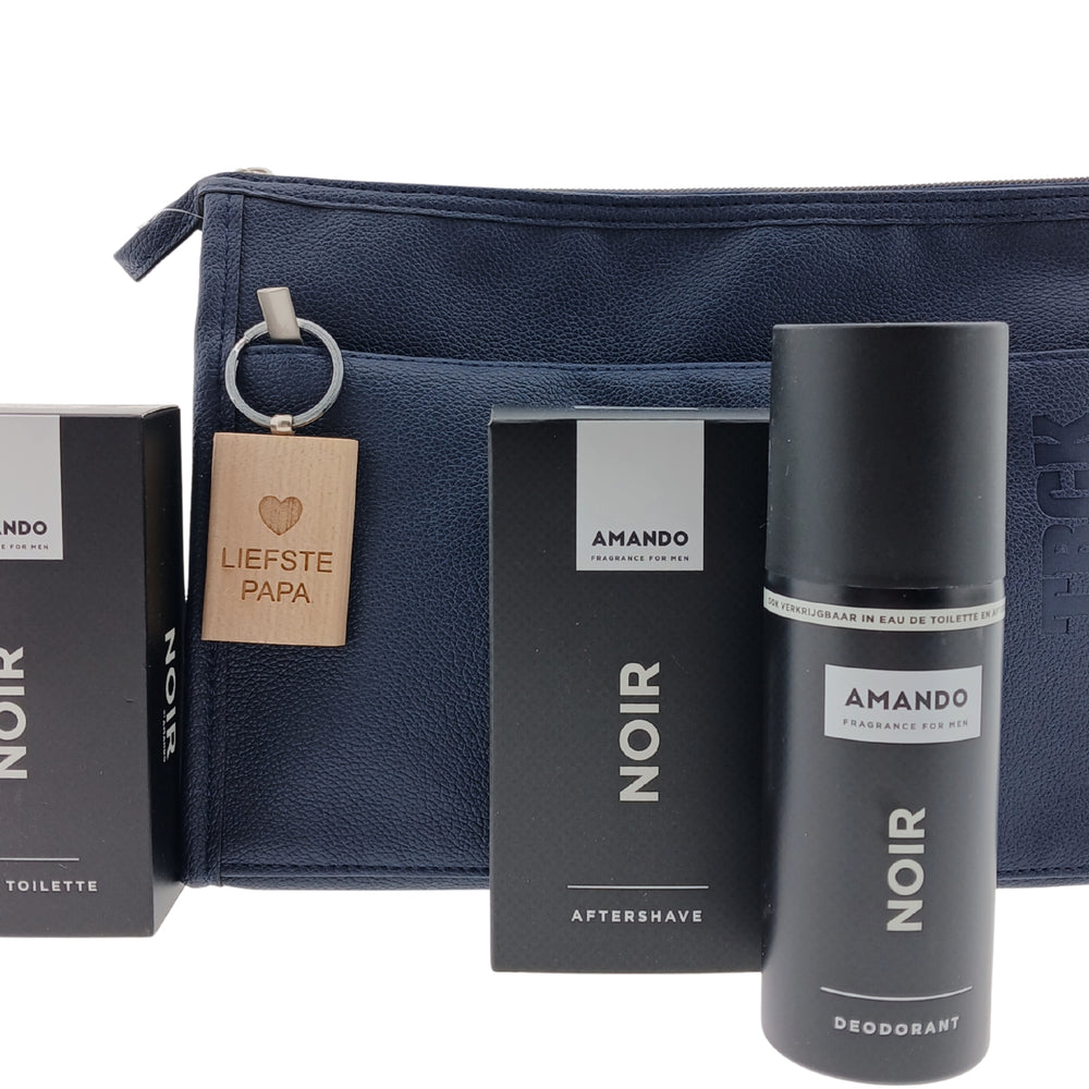 Amando Noir Cadeauset met Toilettas - Sleutelhanger Liefste Papa