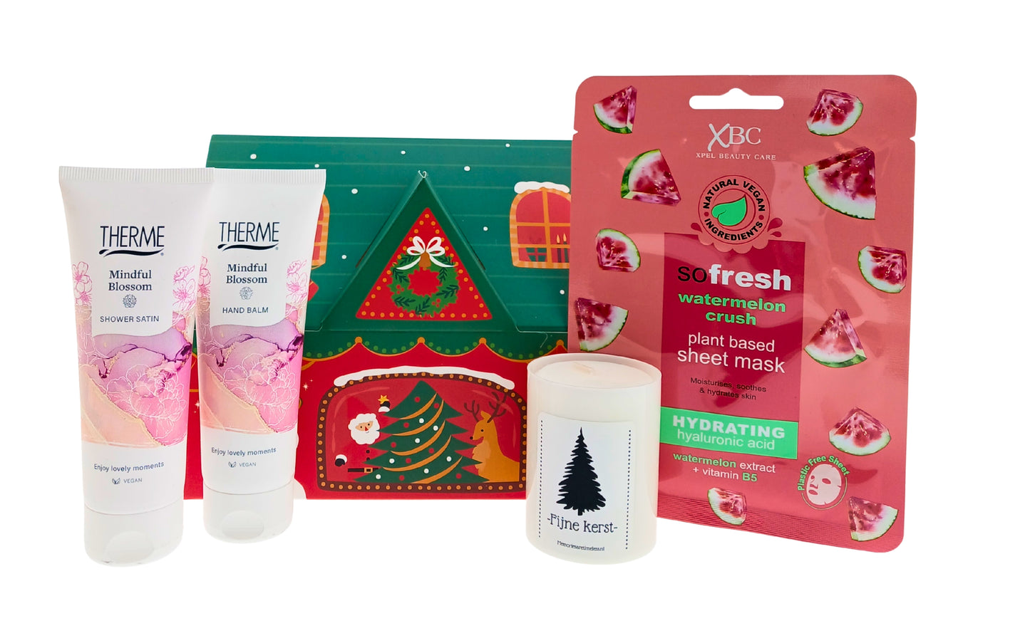 Therme Gift Set Christmas Mindful Blossom Shower - Hand Balm - Mask &amp; Merry Christmas Candle 