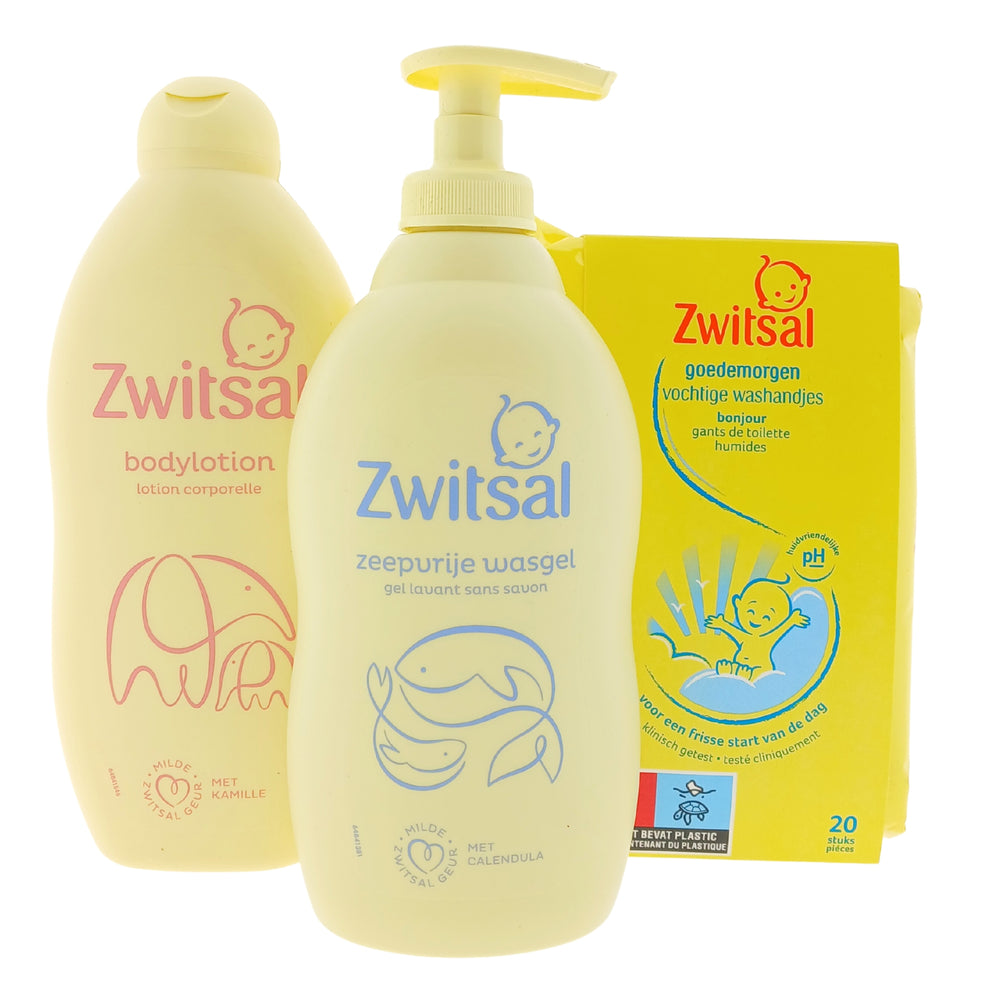 Zwitsal Baby Cadeauset Douche & Body met washandjes