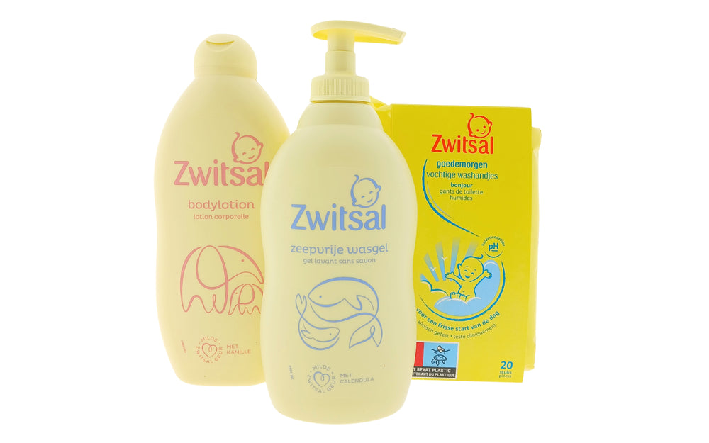 Zwitsal Baby Cadeauset Douche & Body met washandjes