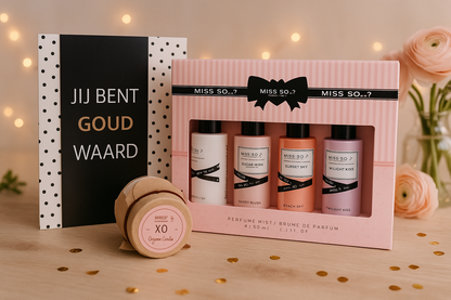 Miss so...? Verjaardag Cadeauset met Mini set - Chocoladewens & Kaarsje