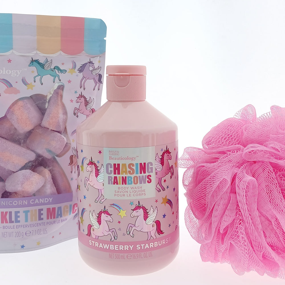 Unicorn Cadeauset Douche & Bad met Spons Puff
