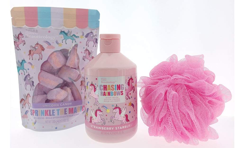 Unicorn Cadeauset Douche & Bad met Spons Puff