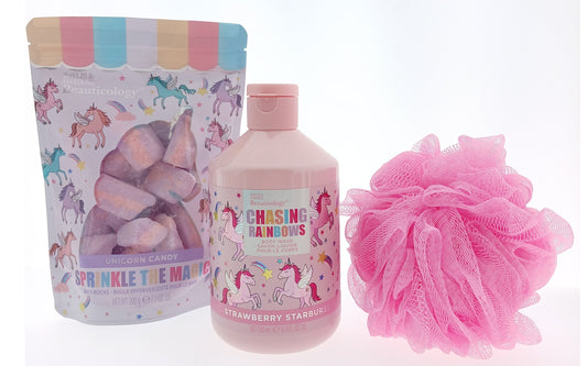 Unicorn Cadeauset Douche & Bad met Spons Puff