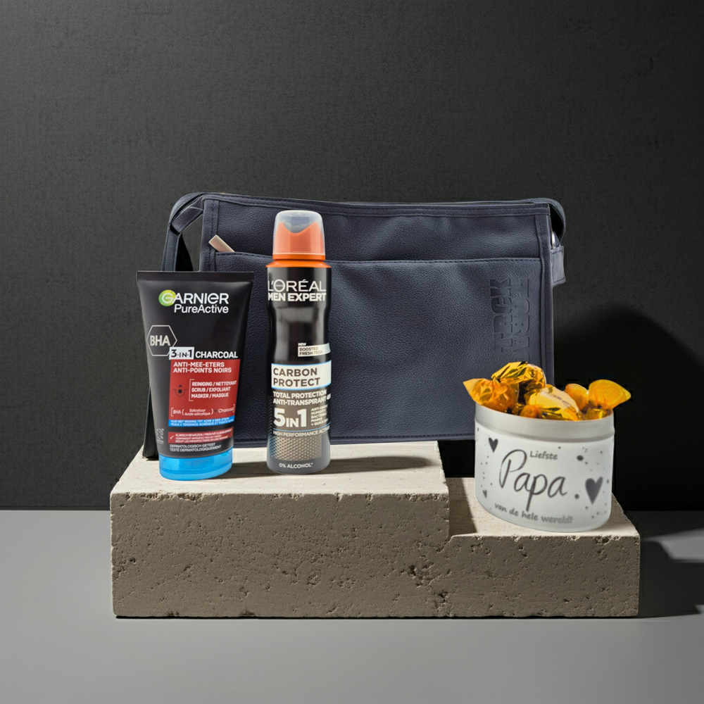 Loreal Men Expert Carbon Cadeauset Deo & Gezichtsverzorging met Snoepblikje Toilettas