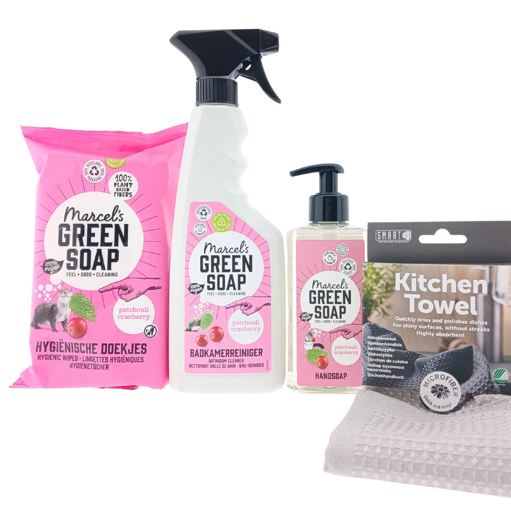 Green Soap Cadeauset New Home Patchouli Cranberry Compleet met Keukenhanddoek