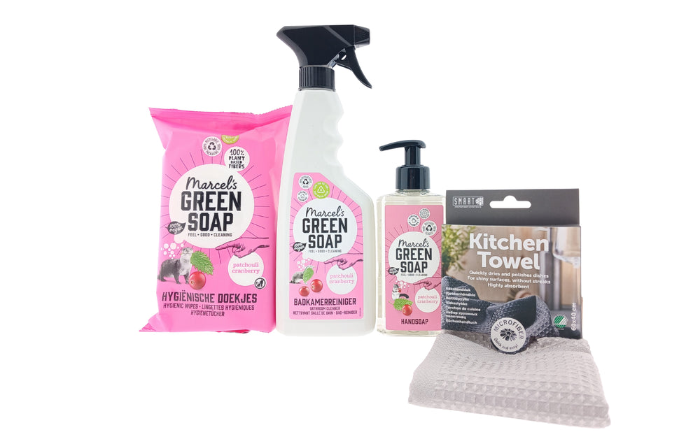 Green Soap Cadeauset New Home Patchouli Cranberry Compleet met Keukenhanddoek