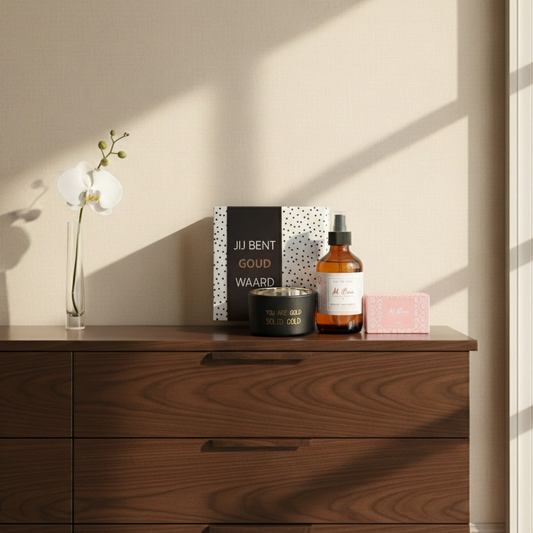 Al Bara Cadeauset Rozenwater Zeep met Kaars  Chocoladewens