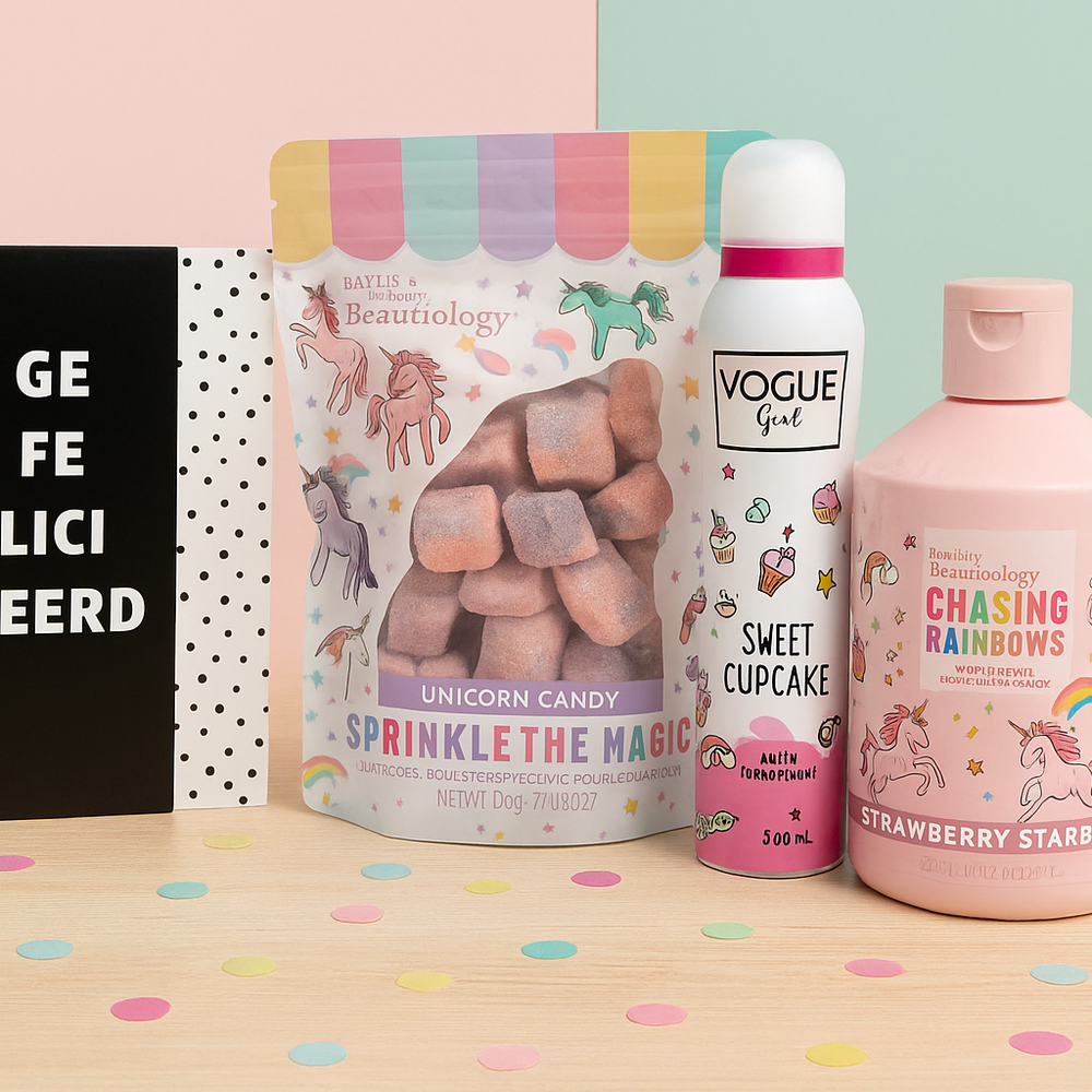 Unicorn Verjaardag Cadeauset met Douche & Bad - Deo en Chocoladewens Gefeliciteerd