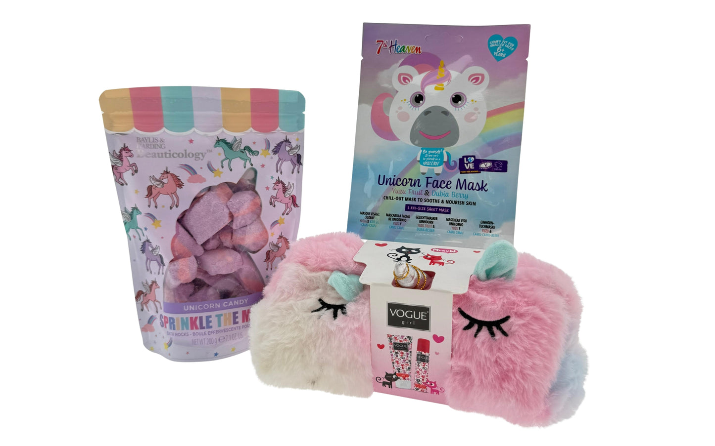 Unicorn Cadeauset voor in bad met Masker en toilettas met Douche & Deo