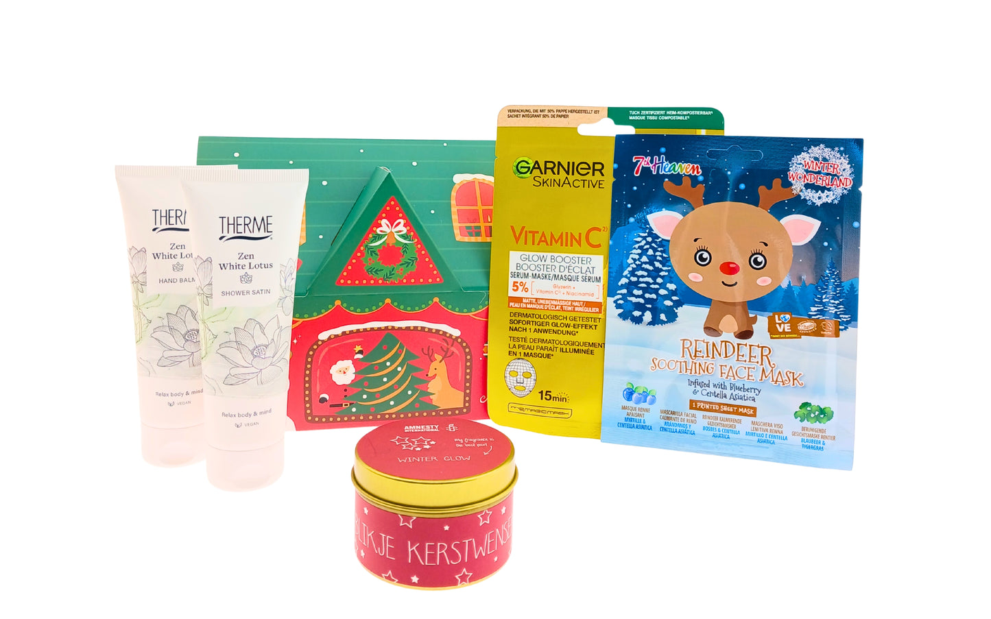 Therme Cadeauset Kerst Zen White Lotus Douche - Handbalm - Masker - Kaars Kerstwensen