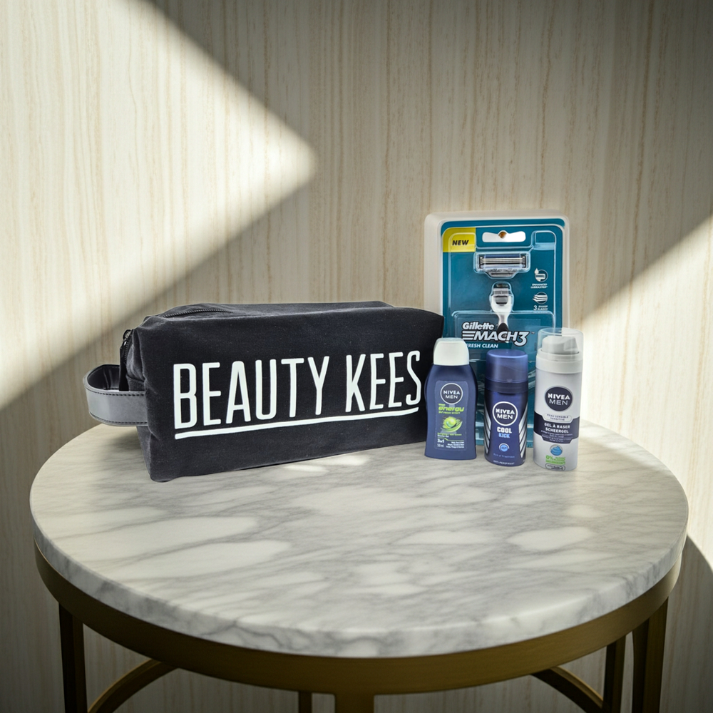 Nivea Men Cadeauset Mini & Gillette Mach 3 met Toilettas Beauty Kees