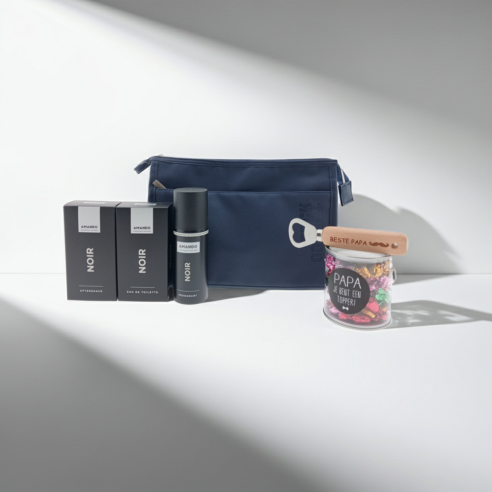 Amando Noir Cadeauset Toilettas Bieropener & Snoepblikje