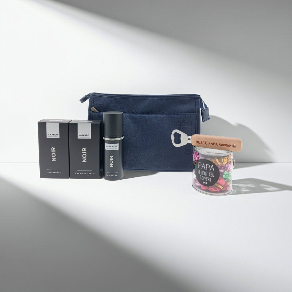 Amando Noir Cadeauset Toilettas Bieropener & Snoepblikje