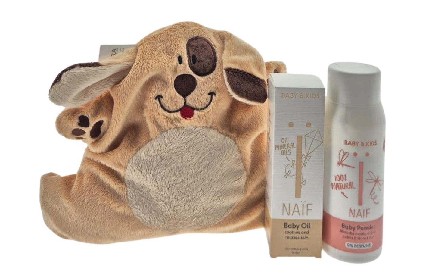 Naif Baby Kraamcadeau met Warmteknuffel Baby Olie & Poeder