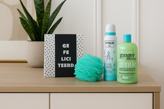 Vogue Verjaardag Cadeauset met Deo - Douche - Puff & Chocolade