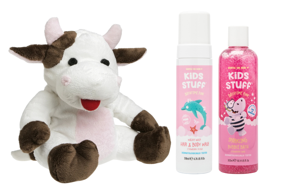Cherry Belly Cadeauset Kersenpit Warmteknuffel Koe & Kids Stuff Bad Roze