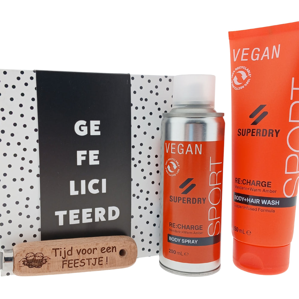 Superdry Body Re:Charge Cadeauset met Chocoladewens & Bieropener