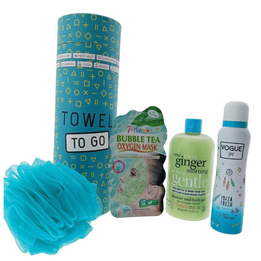 Vogue Luxe Verzorging Cadeauset met Handdoek - Deo - Douche - Masker & Puff