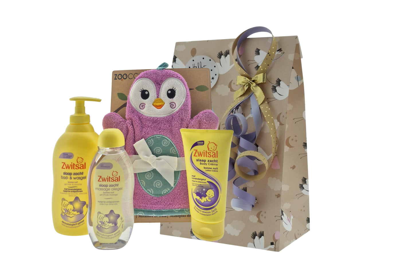 Zwitsal Slaap Zacht Cadeauset – Met Zoocchini Baby Washand “Penny Penguin”,