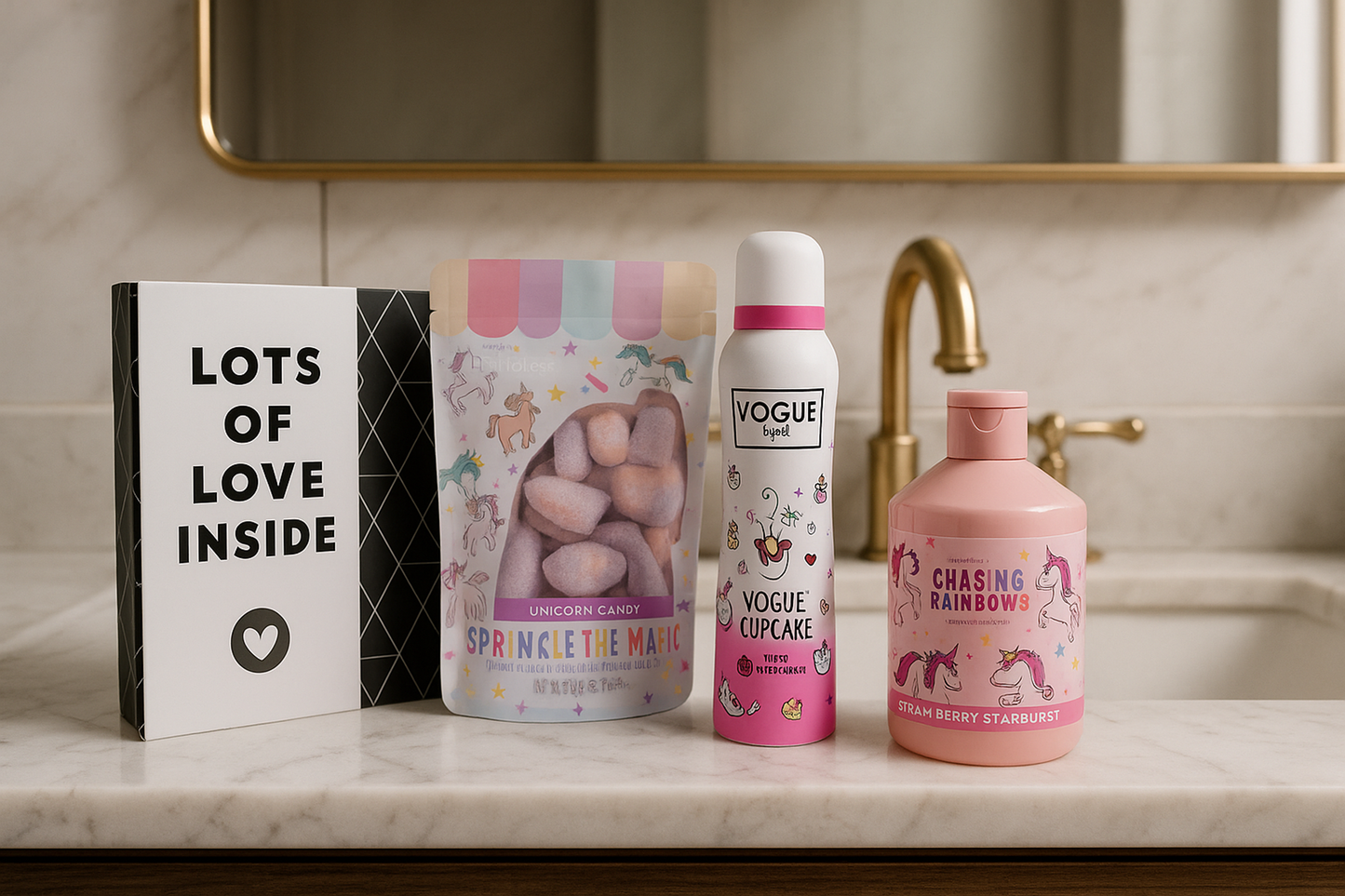 Unicorn Cadeauset Love met Bad -Deo & Chocolade Wens