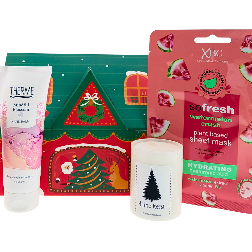 Therme Cadeauset Kerst Mindful Blossom Douche - Handbalm -  Masker & Fijne Kerst Kaars