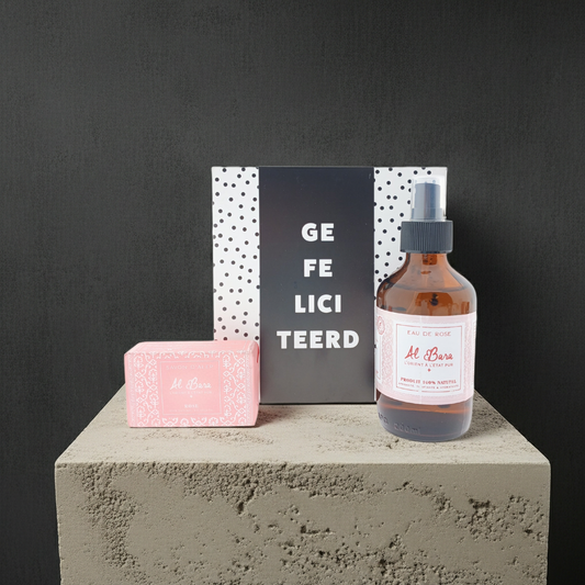 Al Bara Cadeauset Rozenwater Zeep met Chocoladewens Gefeliciteerd