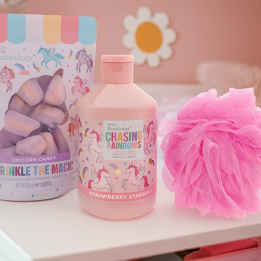 Unicorn Cadeauset Douche & Bad met Spons Puff