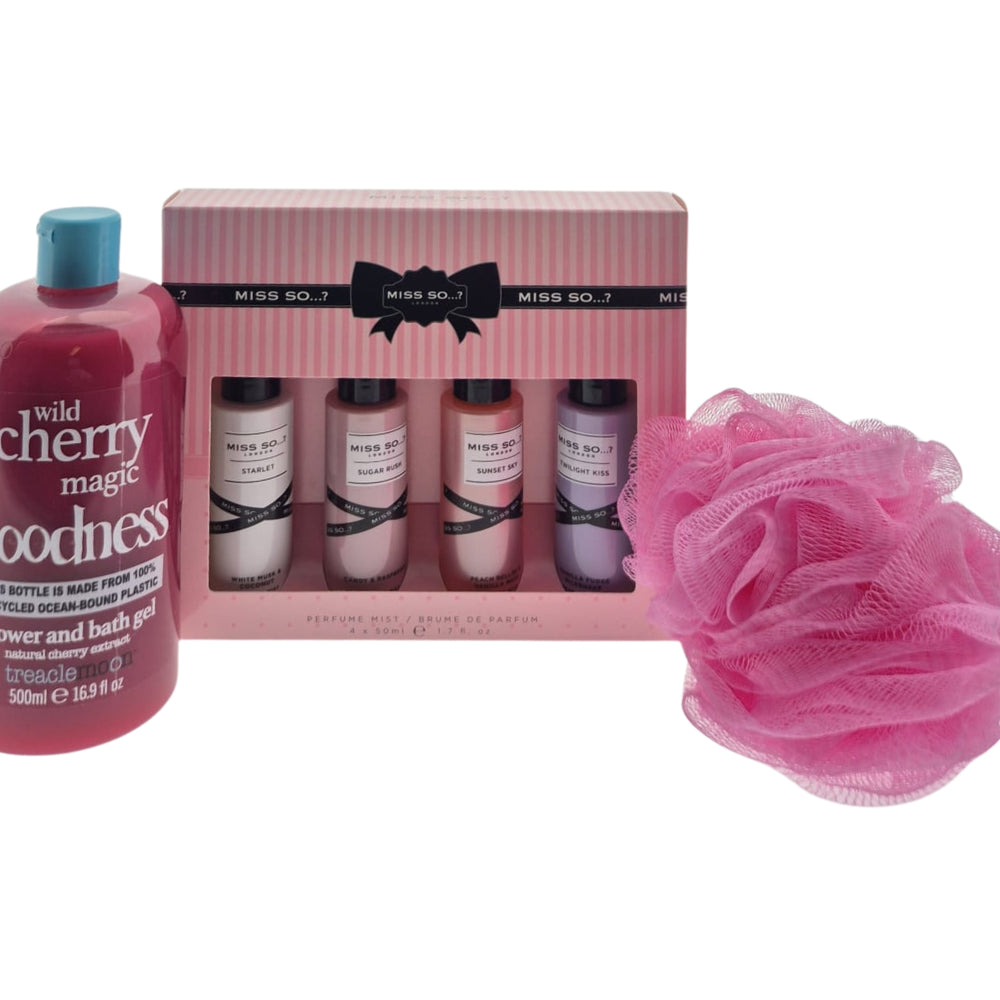 Miss so...? Cadeauset met Mini set - Douchegel & Puff Spons