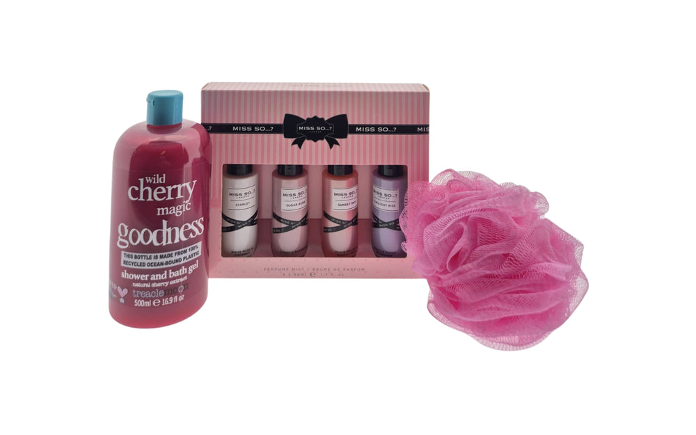 Miss so...? Cadeauset met Mini set - Douchegel & Puff Spons