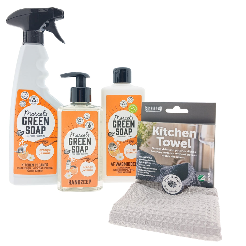Green Soap Cadeauset New Home Orange Jasmin Compleet met Keukenhanddoek