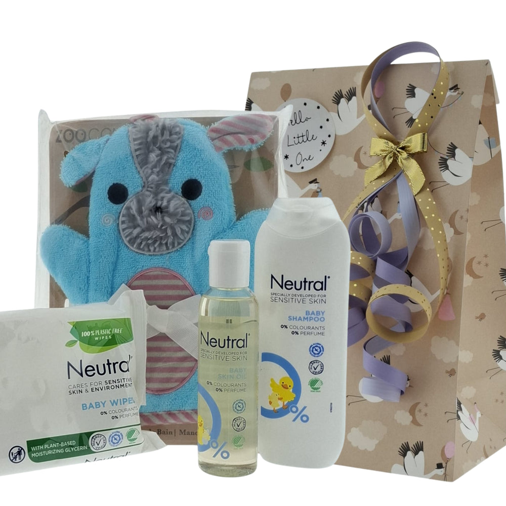 Neutral Baby Cadeauset met Shampoo, Huidolie & Billendoekjes – Zoocchini Baby Washand Yoko the Yorkie