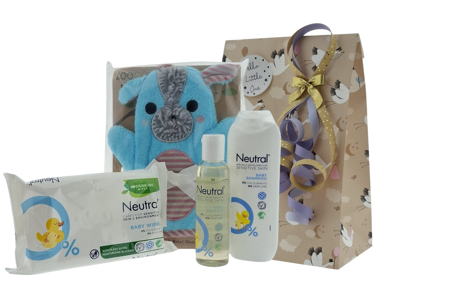 Neutral Baby Cadeauset met Shampoo, Huidolie & Billendoekjes – Zoocchini Baby Washand Yoko the Yorkie