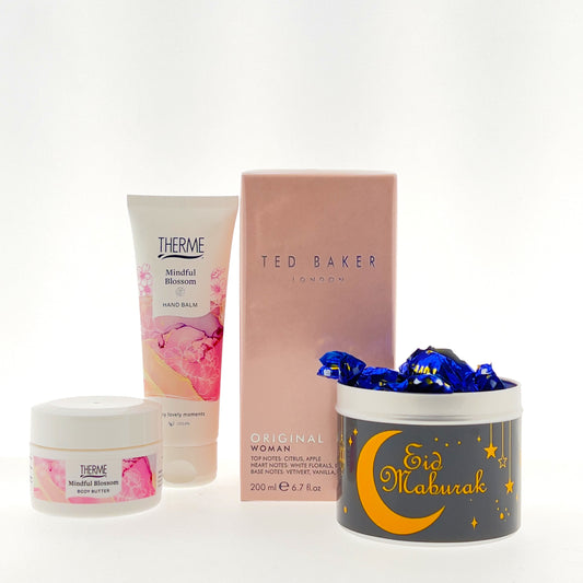 Therme Cadeauset Ramadan Suikerfeest Mindful Blossom & Ted Baker Pink Parfum