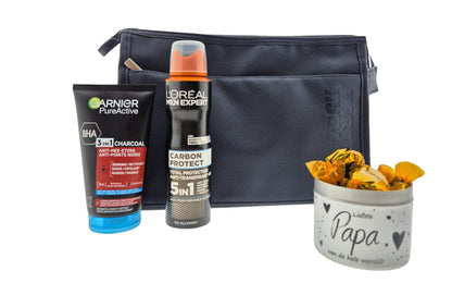 Loreal Men Expert Carbon Cadeauset Deo & Gezichtsverzorging met Snoepblikje Toilettas